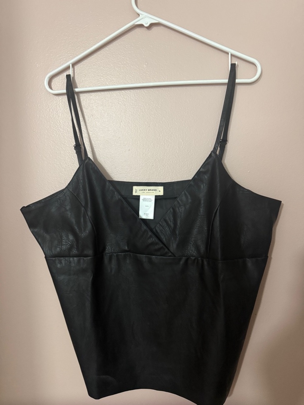 Lucky Brand Black Faux Leather Cami